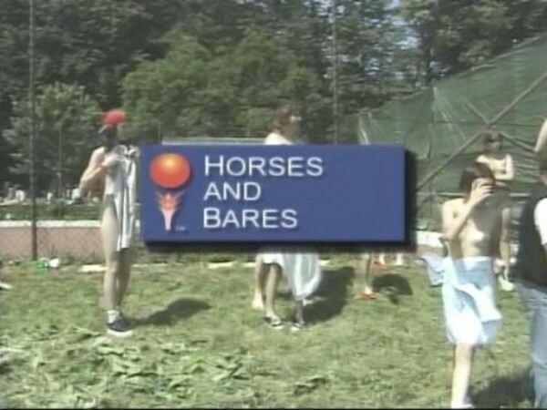 Family nudism of video - horses and bares