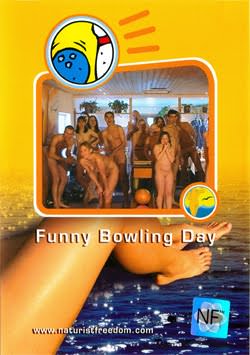 Family nudism sports - game in bowling