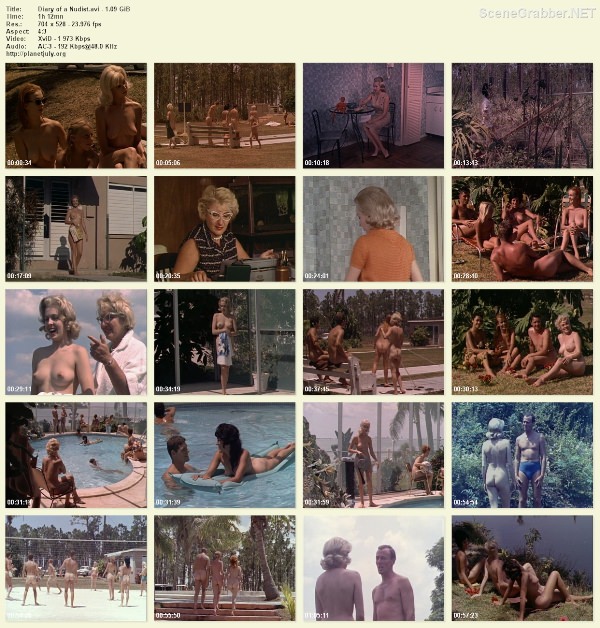 Video retro about a nudism, bare families.