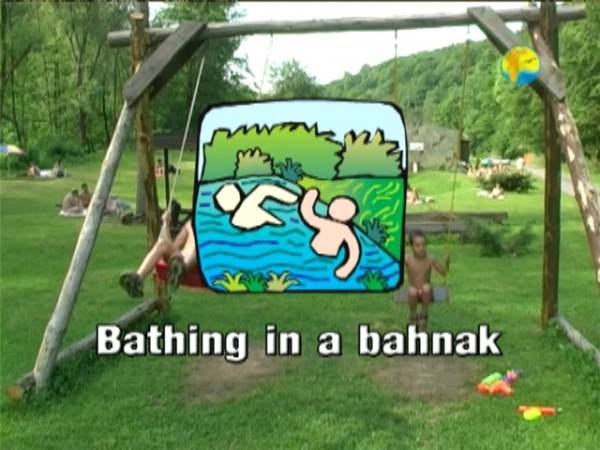 Bathing in a Bahnak - Video of a family naturism outdoors