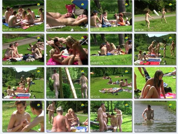 Bathing in a Bahnak - Video of a family naturism outdoors