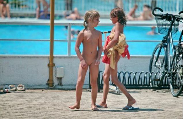 Boys and girl nudists with parents in an aquapark - Purenudism photo