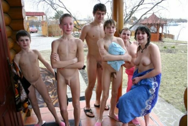 Photo to a family of nudists in a sauna - Purenudism series